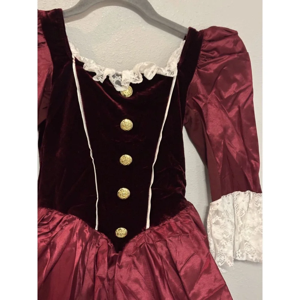 Weissman Dance Costume Dress Kids Large Burgundy Velvet Lace Trim Party Wear